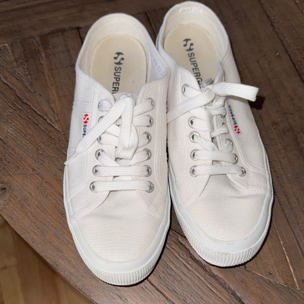 Superga Classic White Lace-Up Sneakers